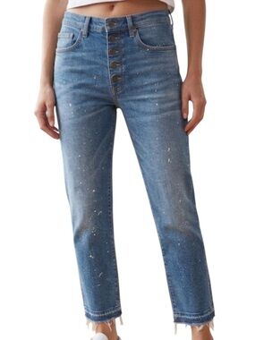 Veronica Beard Ines Paint Splatter Girlfriend Jeans Size 30 J1700145
U